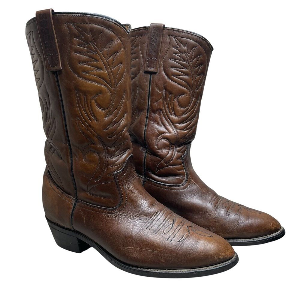 Vintage Red Wing Brown Leather Pecos Western Boots Mens 10 Oil Resistant Cowboy